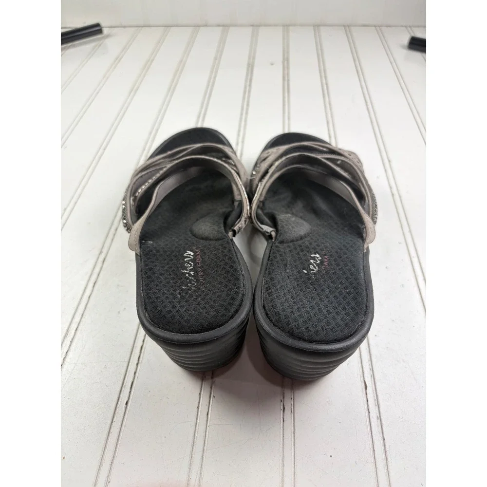 Skechers Rumblers Metallic Strappy Rhinestone Wedge Sandals Women's Size 9